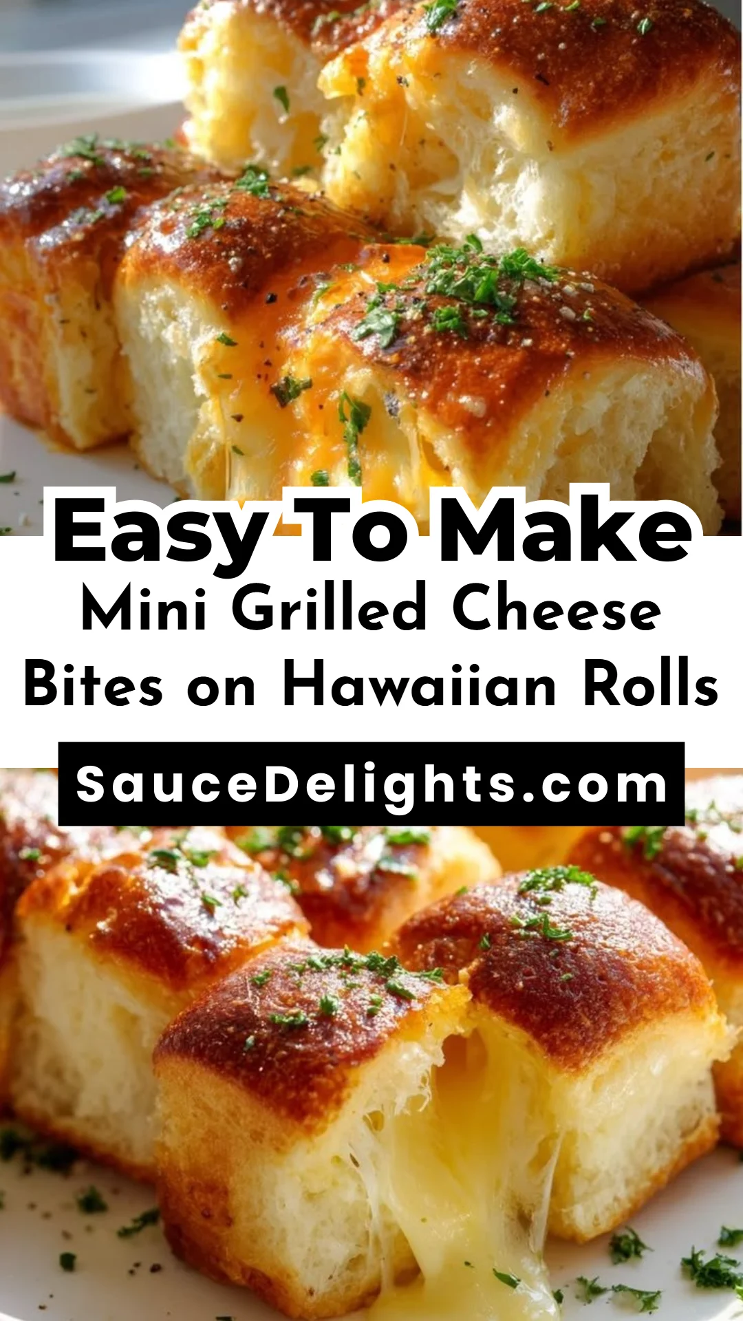 Mini Grilled Cheese Bites on Hawaiian Rolls