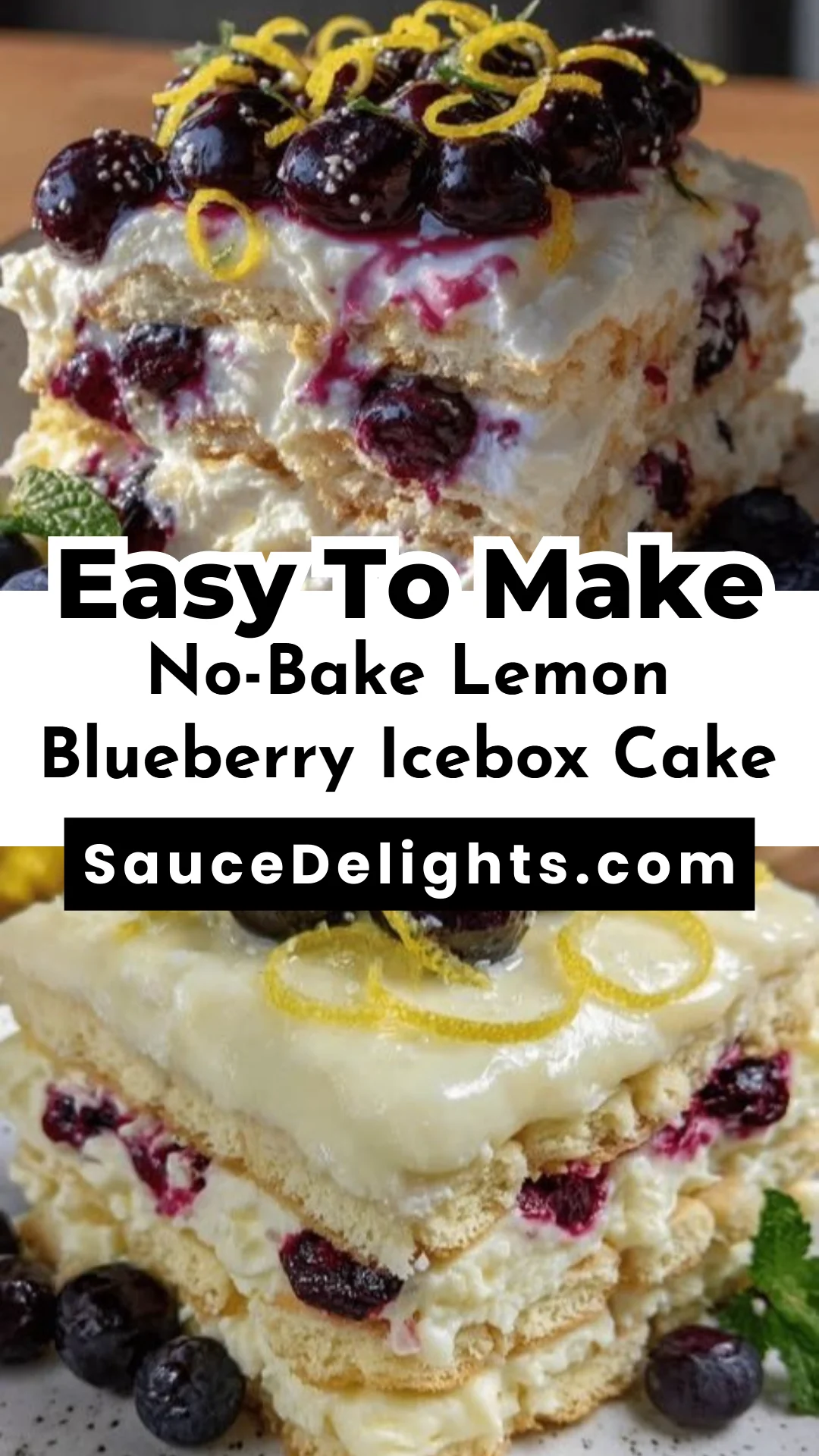 No-Bake Lemon Blueberry Icebox Cake