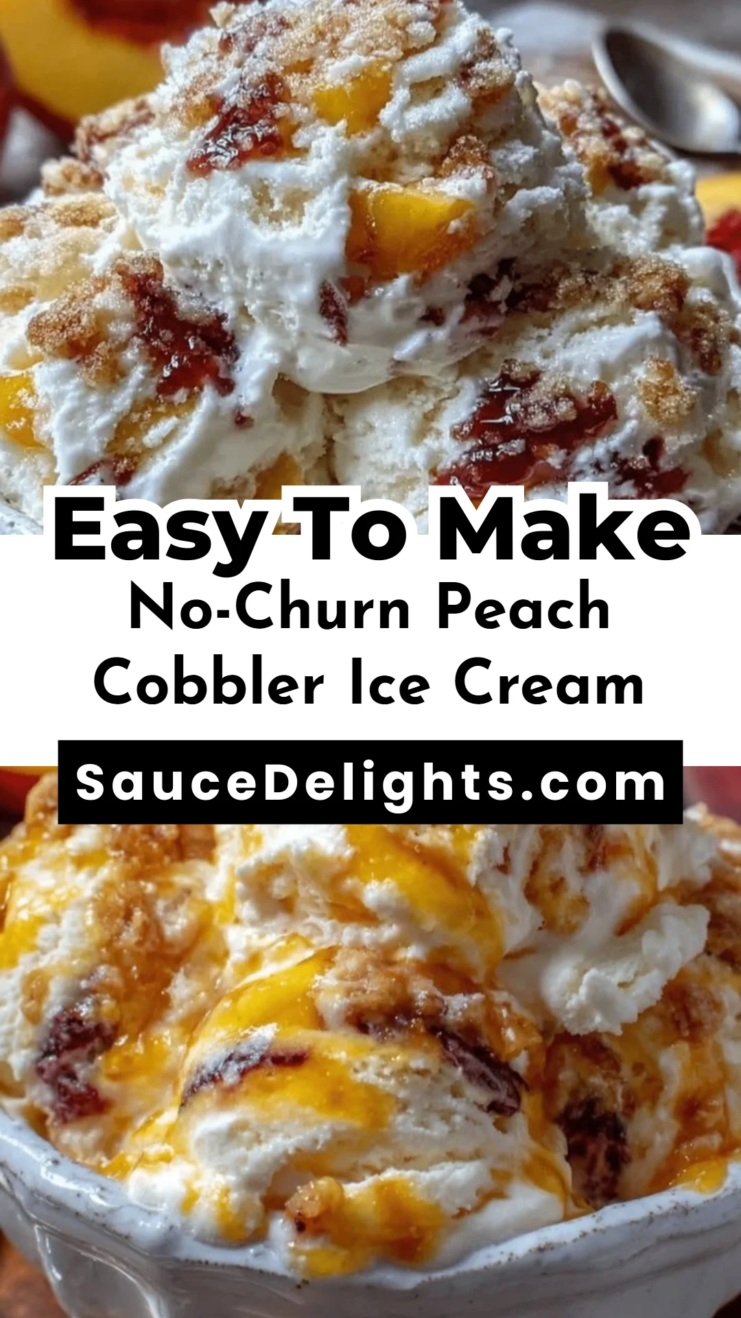 No-Churn Peach Cobbler Ice Cream