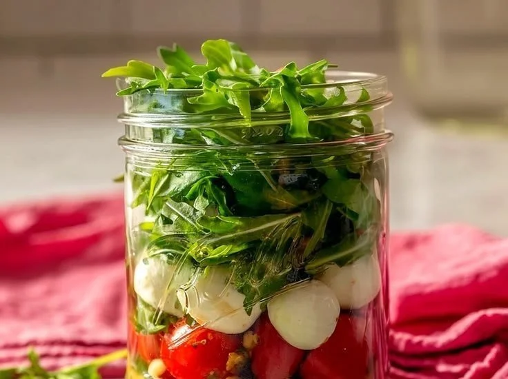 Quick Caprese Mason Jar Salad