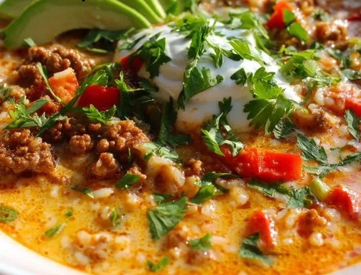 Taco Beef Rice Soup