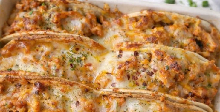 Delicious cheesy chicken bacon ranch tacos baked to perfection