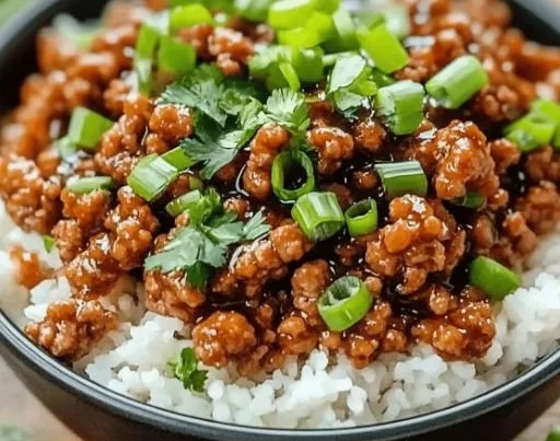 Delicious Honey Garlic Ground Turkey served with vegetables on a plate