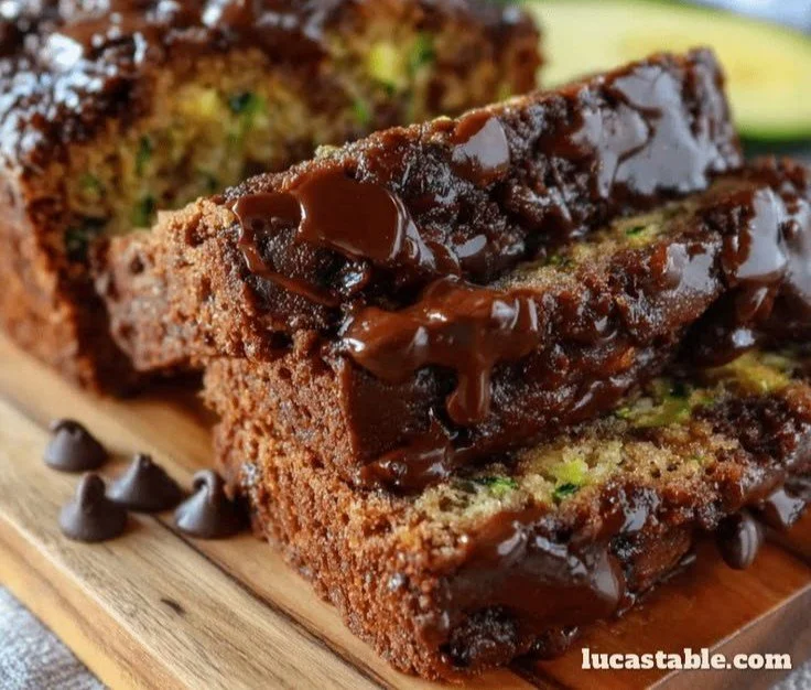 Delicious moist triple chocolate zucchini bread with rich chocolate flavor