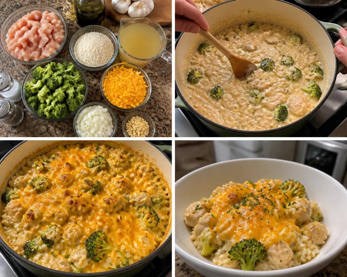 Crockpot cheesy chicken broccoli rice dish in a bowl with cheese melting on top