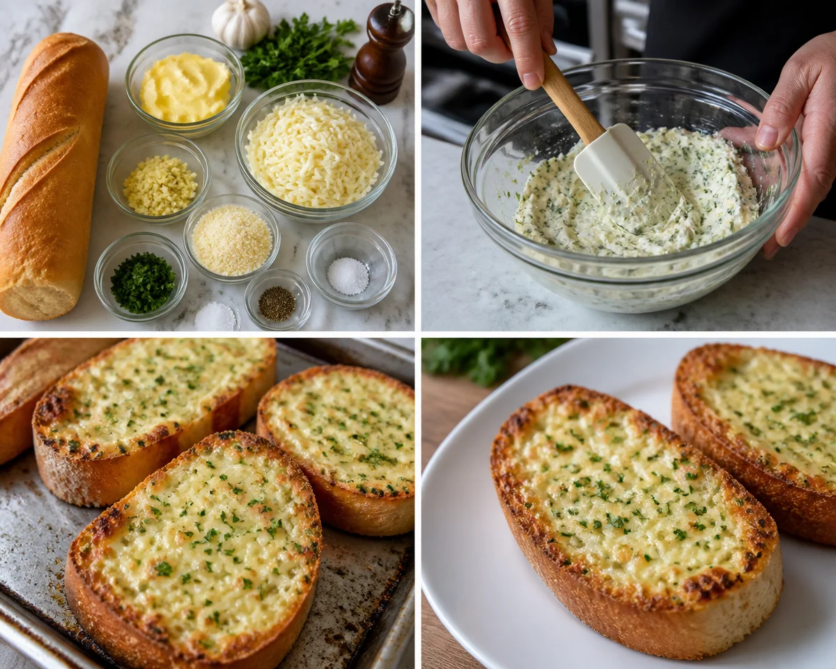 Delicious cheesy garlic bread with melted cheese and herbs