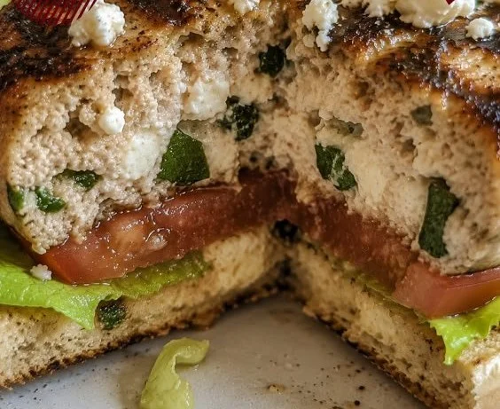 Greek feta turkey burgers with fresh ingredients and flavorful seasoning