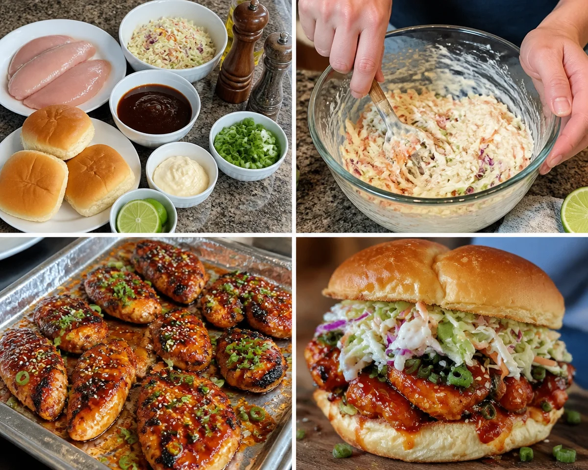 Spicy Korean BBQ chicken sandwich served on a plate with fresh vegetables