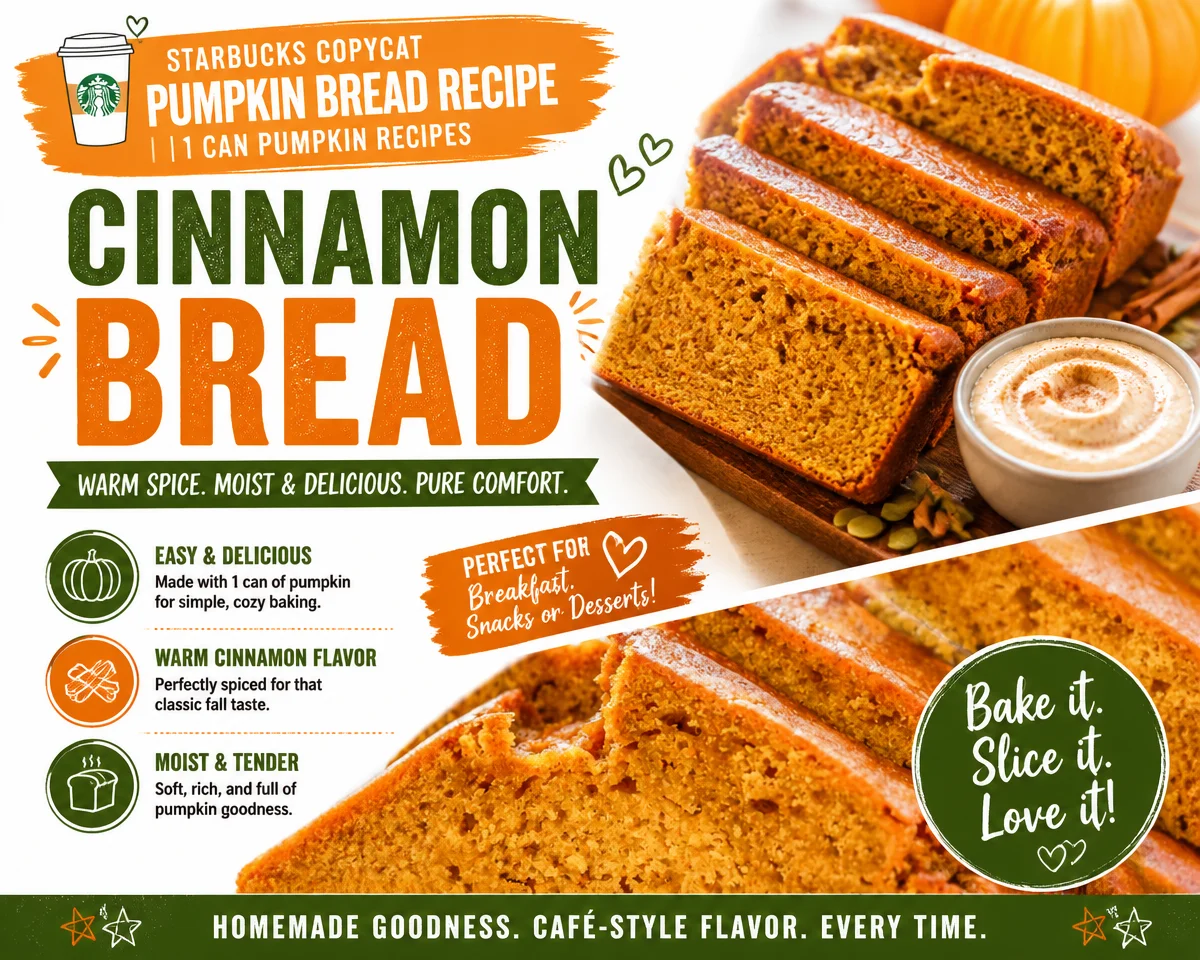 Slice of homemade pumpkin bread with cinnamon and sour cream topping