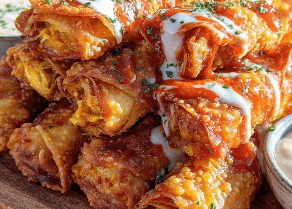 Delicious Buffalo Chicken Egg Rolls served as a game day snack