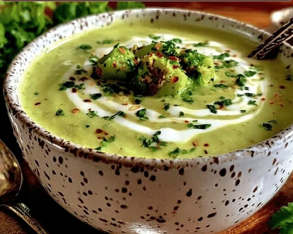 Creamy poblano sauce in a pot, perfect for tacos and quick meals.