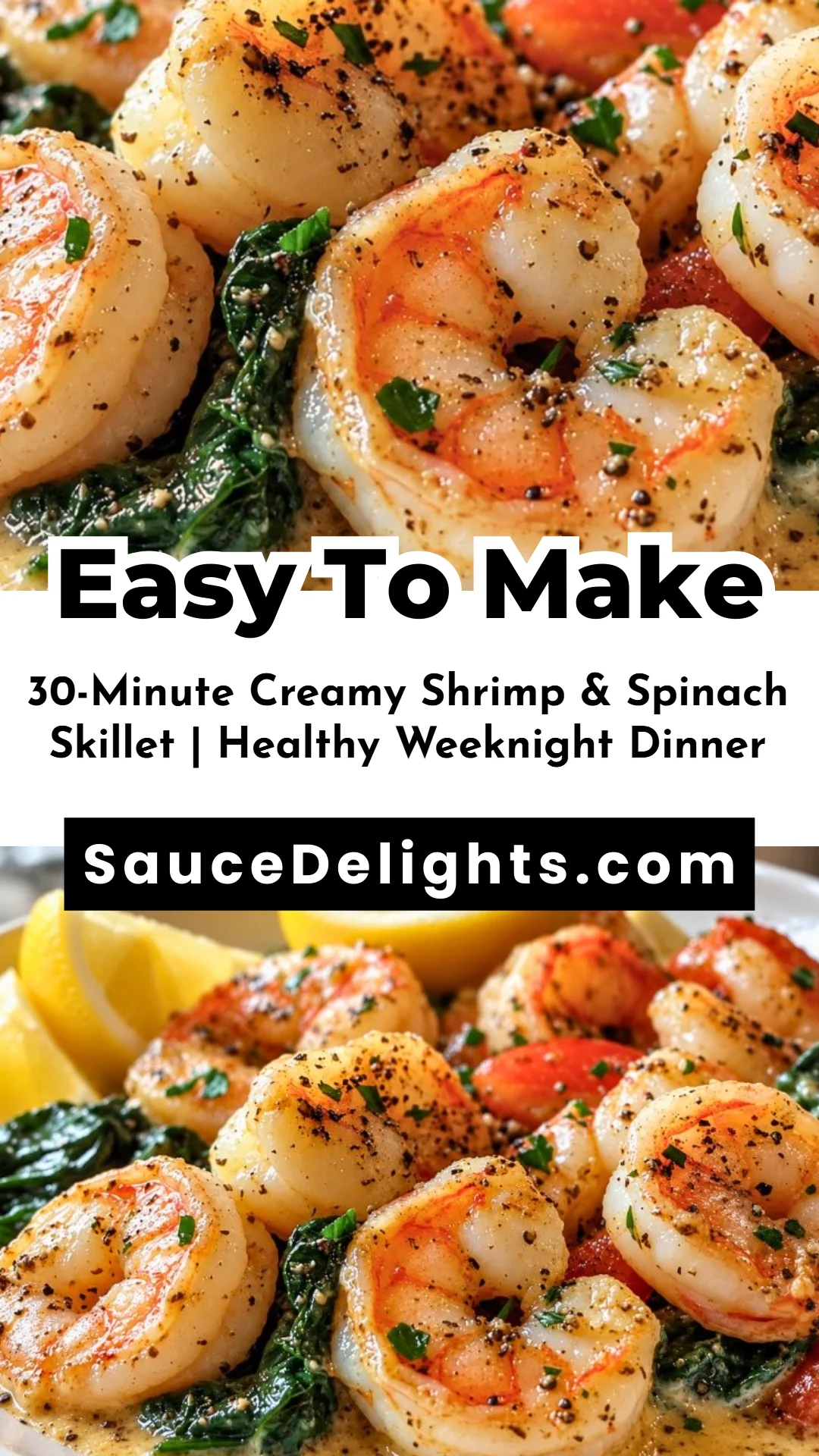 30-Minute Creamy Shrimp & Spinach Skillet | Healthy Weeknight Dinner