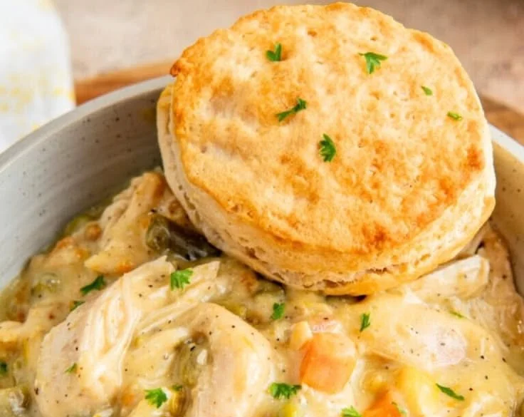 Delicious Crock Pot Chicken Pot Pie ready to serve in a warm bowl.