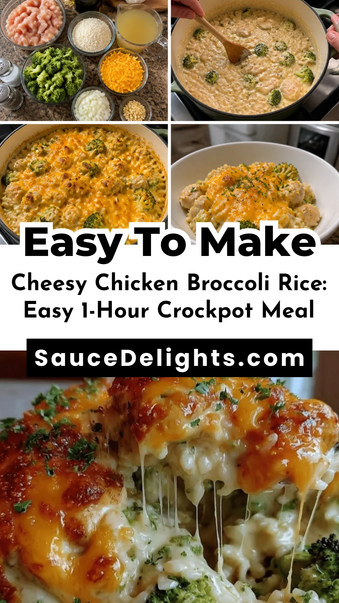 Cheesy Chicken Broccoli Rice: Easy 1-Hour Crockpot Meal