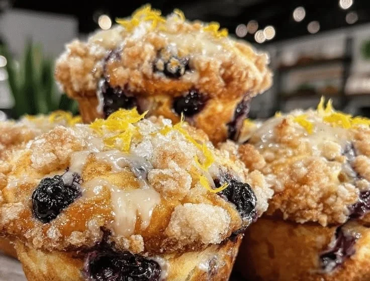 Cozy Huckleberry Muffins with Lemon Zest Streusel Top