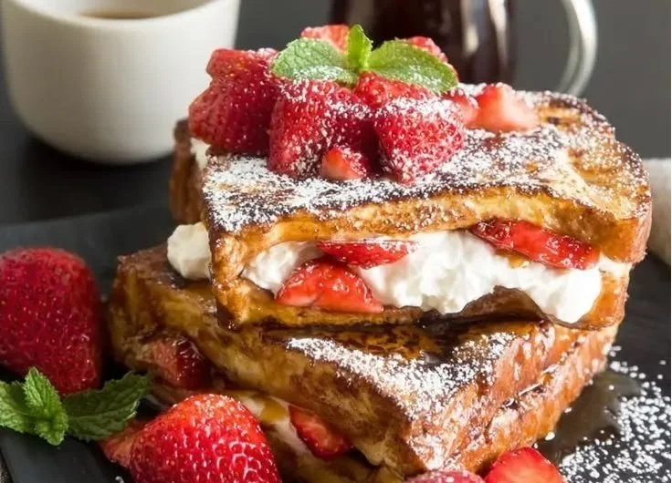 Cream Cheese Stuffed French Toast with Strawberries