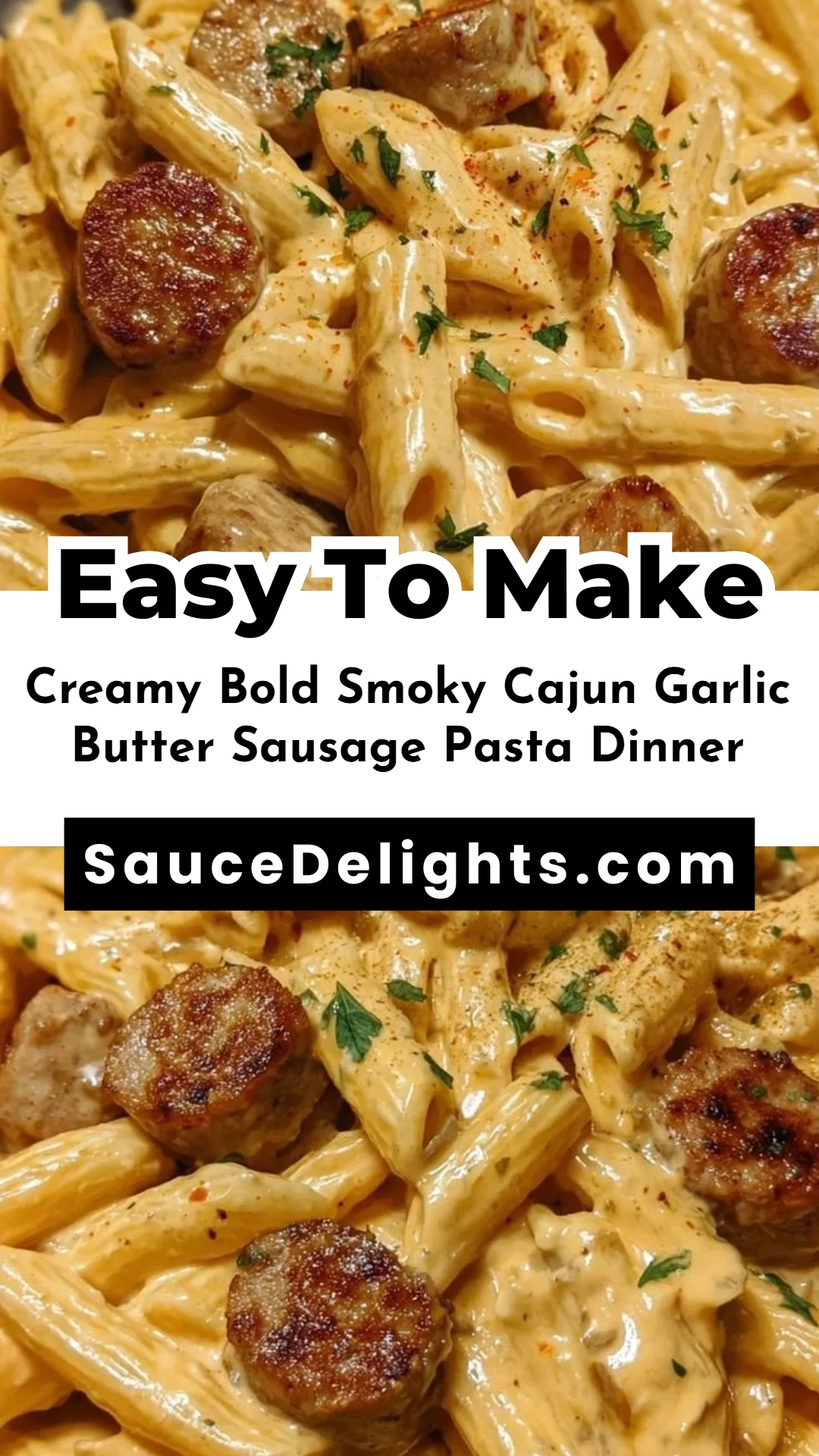 Creamy Bold Smoky Cajun Garlic Butter Sausage Pasta Dinner