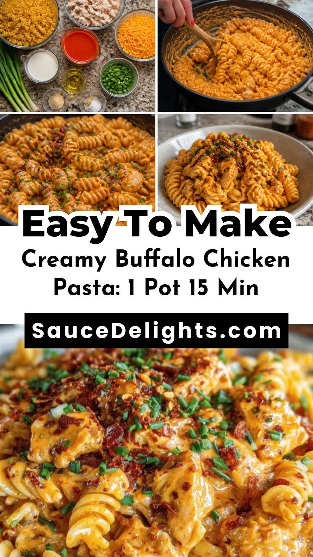 Creamy Buffalo Chicken Pasta: 1 Pot 15 Min