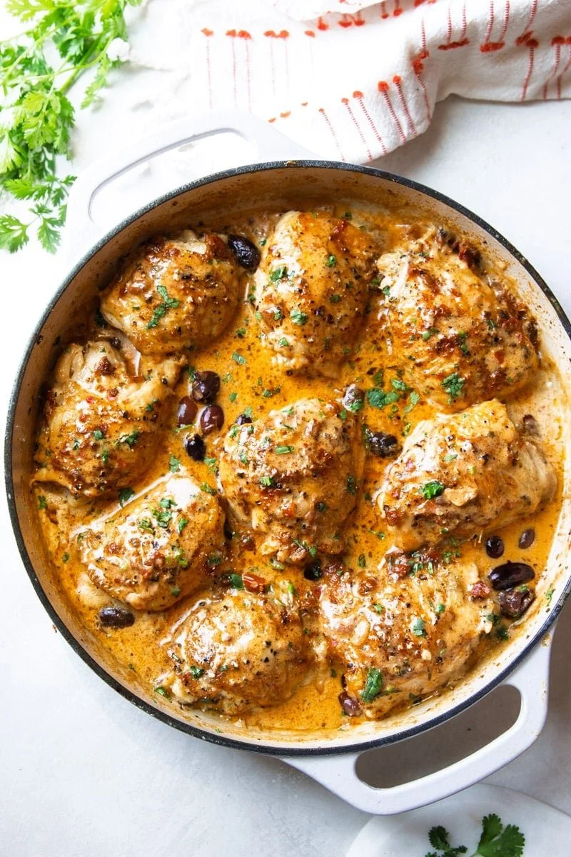 Creamy chicken thighs served with rich gravy for a comforting meal