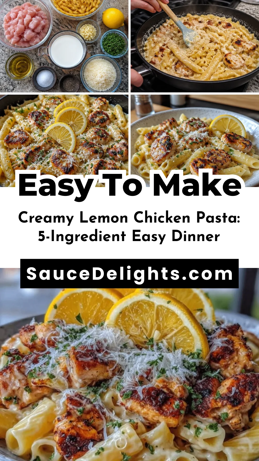 Creamy Lemon Chicken Pasta: 5-Ingredient Easy Dinner