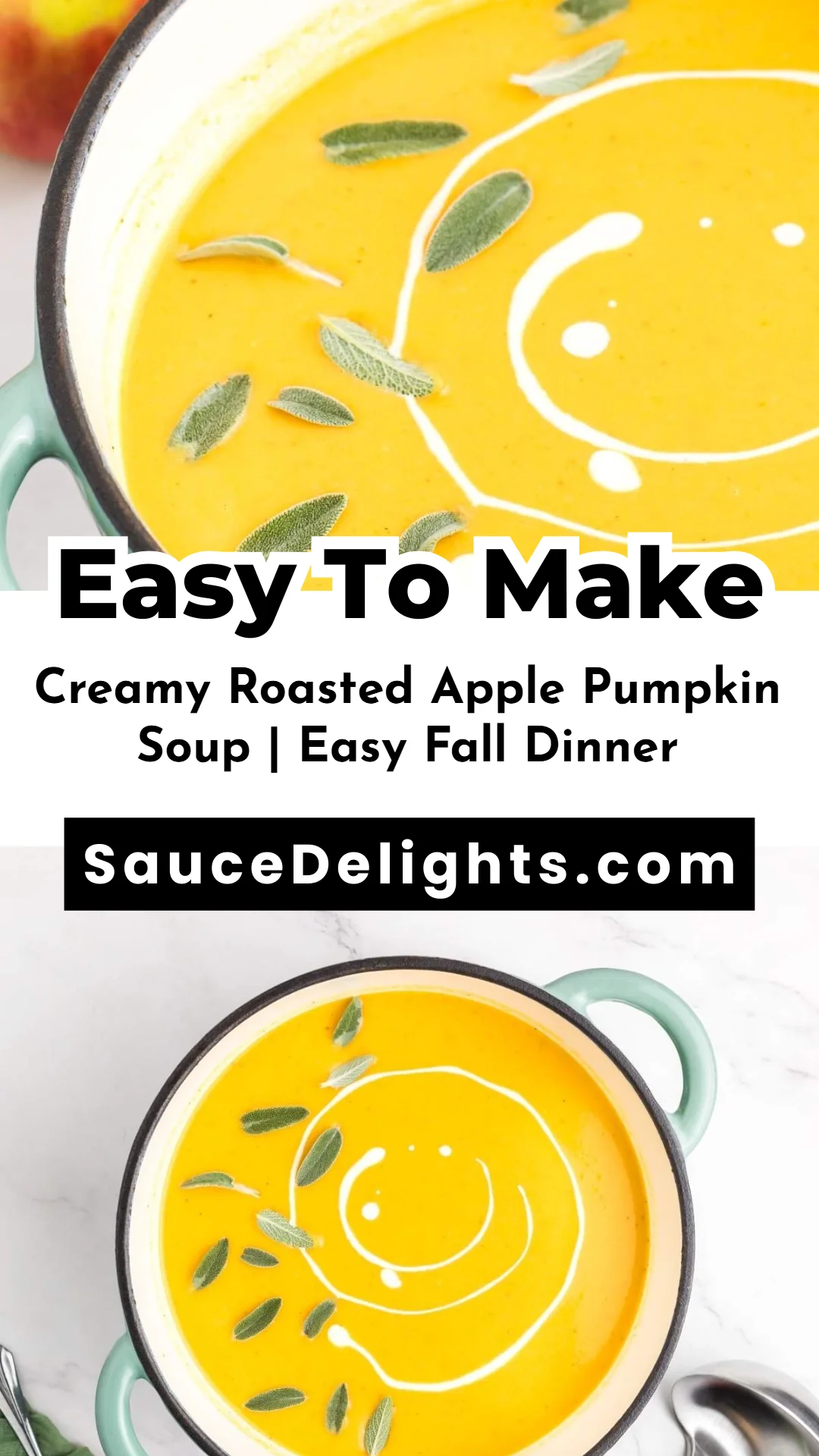 Creamy Roasted Apple Pumpkin Soup | Easy Fall Dinner