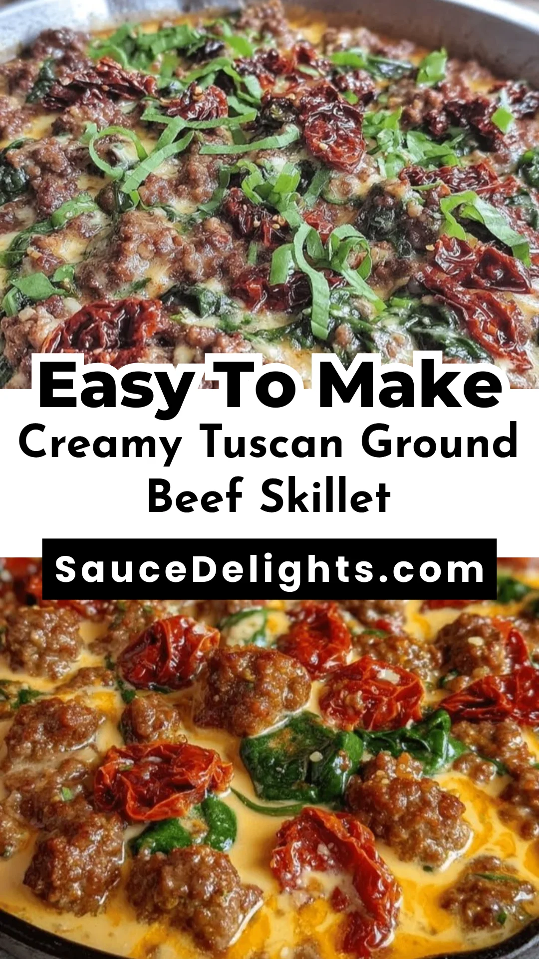 Creamy Tuscan Ground Beef Skillet