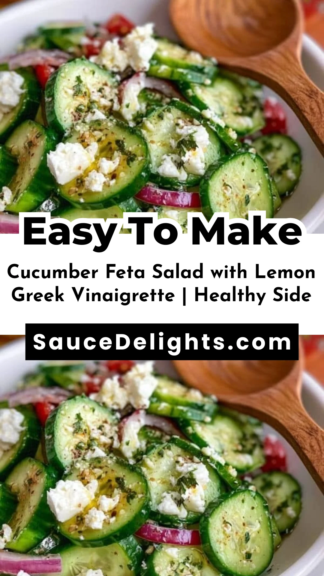 Cucumber Feta Salad with Lemon Greek Vinaigrette | Healthy Side