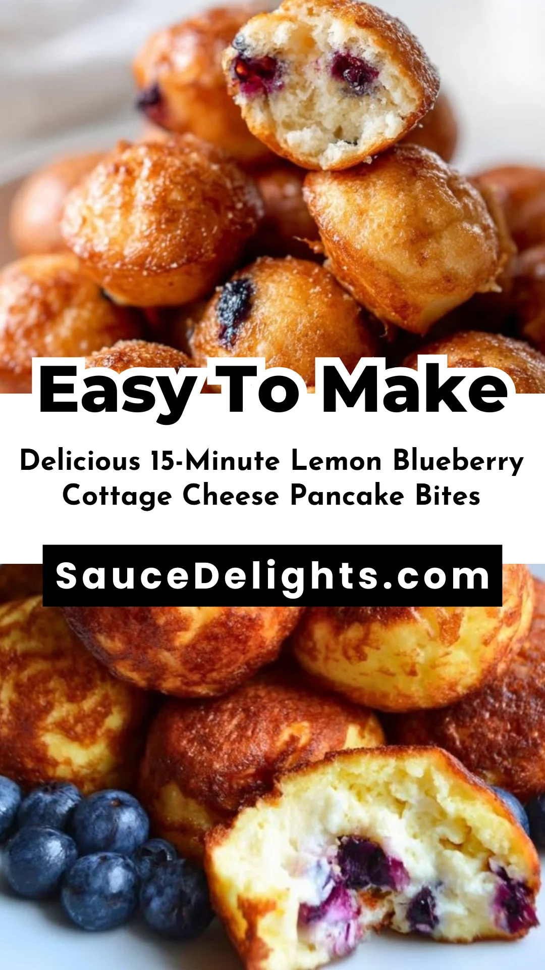 Delicious 15-Minute Lemon Blueberry Cottage Cheese Pancake Bites