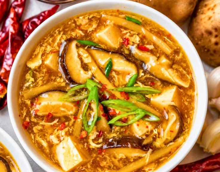 Easy 15-Minute Chinese Hot and Sour Soup with Tofu & Mushrooms