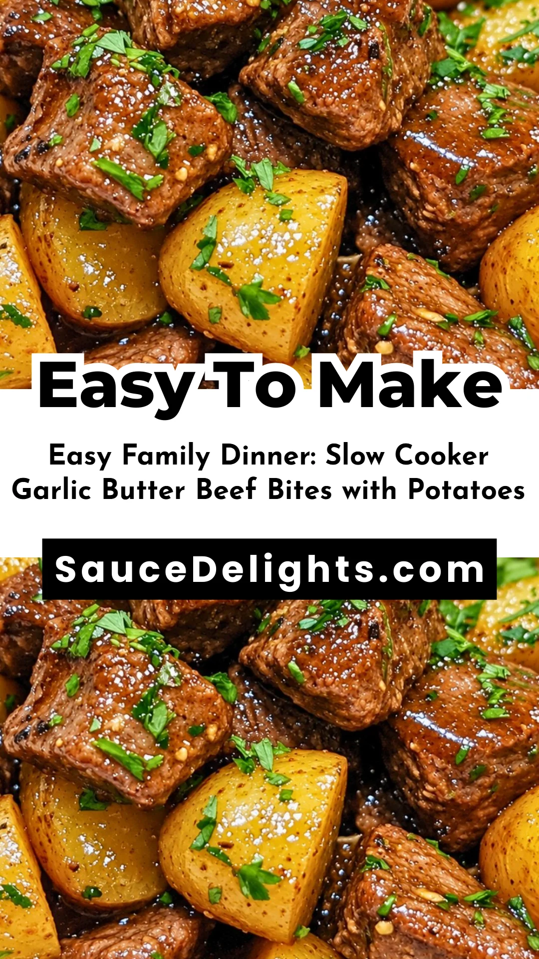 Easy Family Dinner: Slow Cooker Garlic Butter Beef Bites with Potatoes