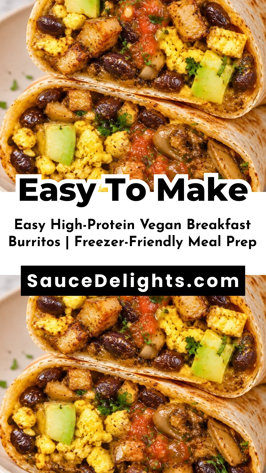 Easy High-Protein Vegan Breakfast Burritos | Freezer-Friendly Meal Prep