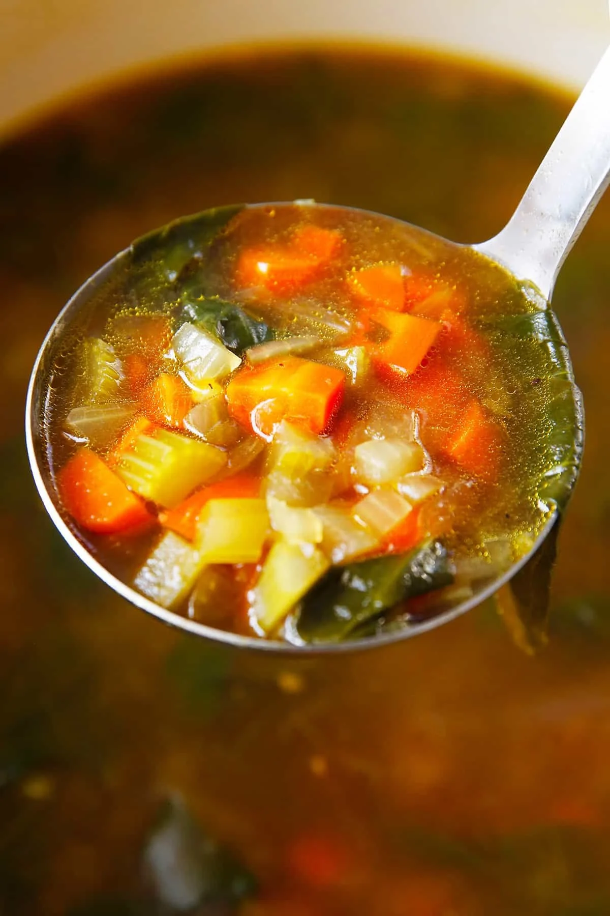 Bowl of healing vegetable soup with colorful vegetables for quick meal prep