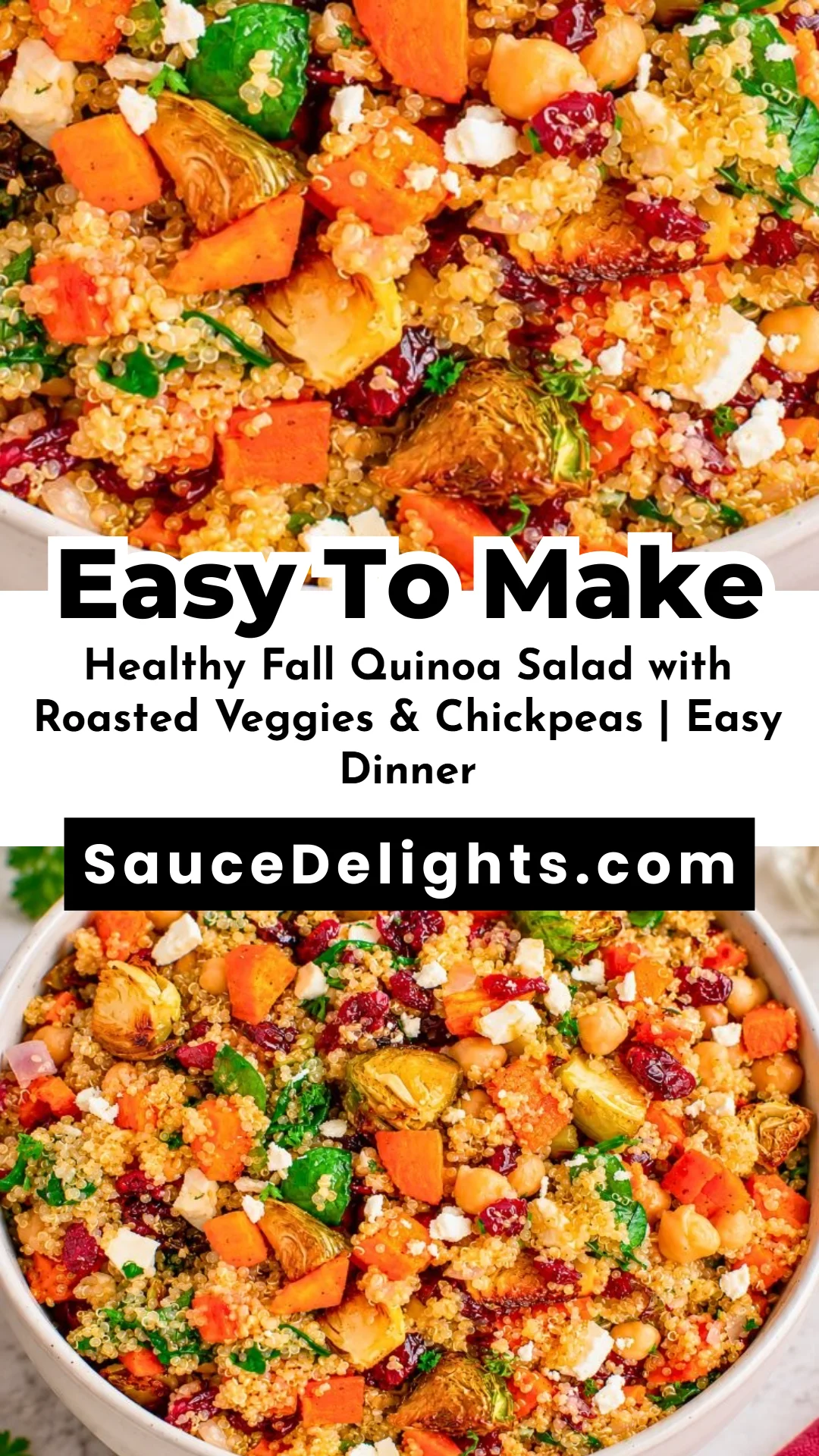 Healthy Fall Quinoa Salad with Roasted Veggies & Chickpeas | Easy Dinner