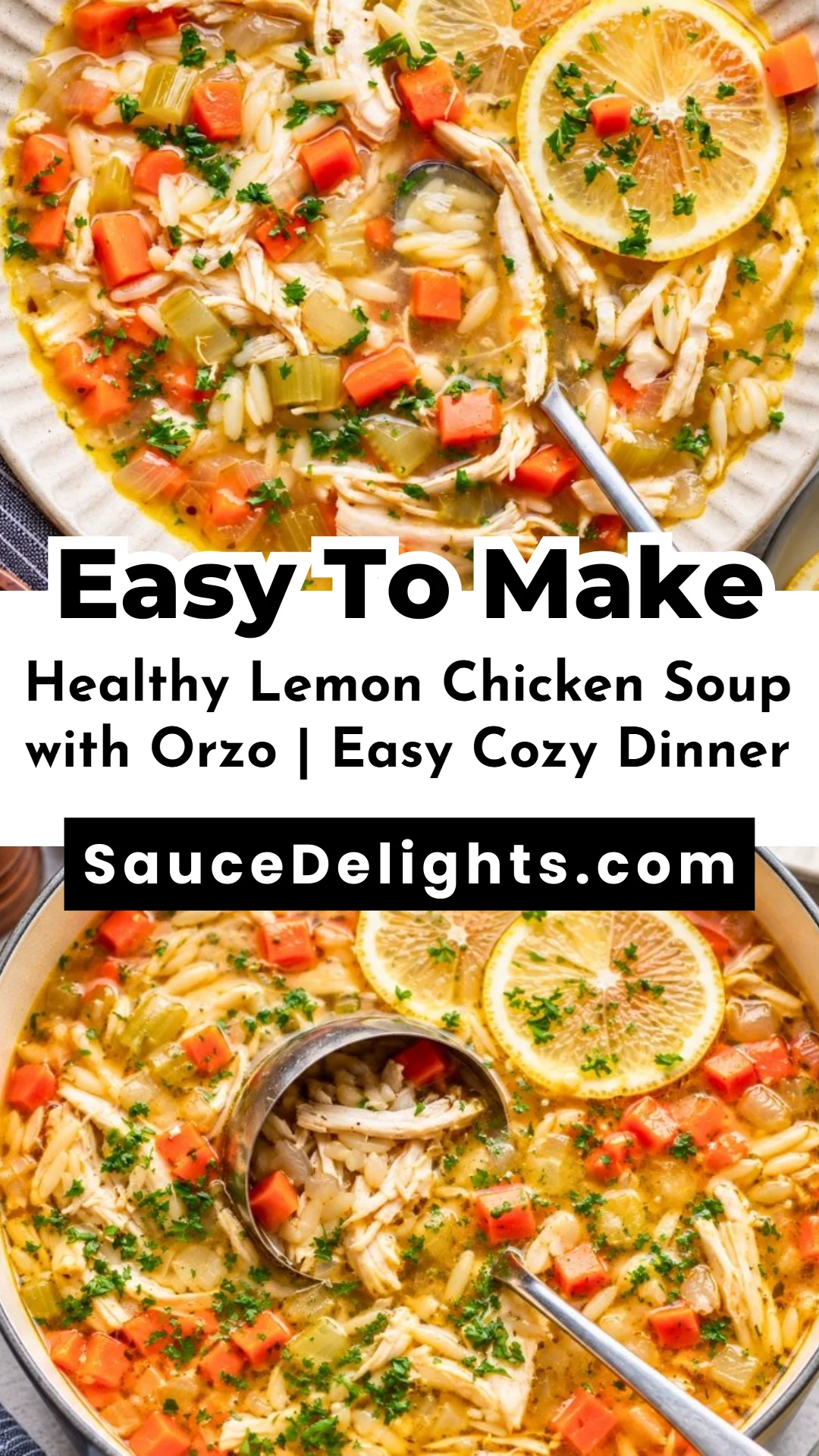Healthy Lemon Chicken Soup with Orzo | Easy Cozy Dinner