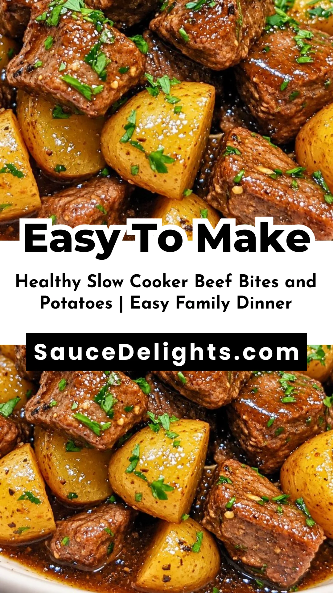 Healthy Slow Cooker Beef Bites and Potatoes | Easy Family Dinner