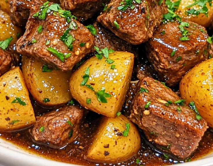 Healthy Slow Cooker Beef Bites and Potatoes | Easy Family Dinner