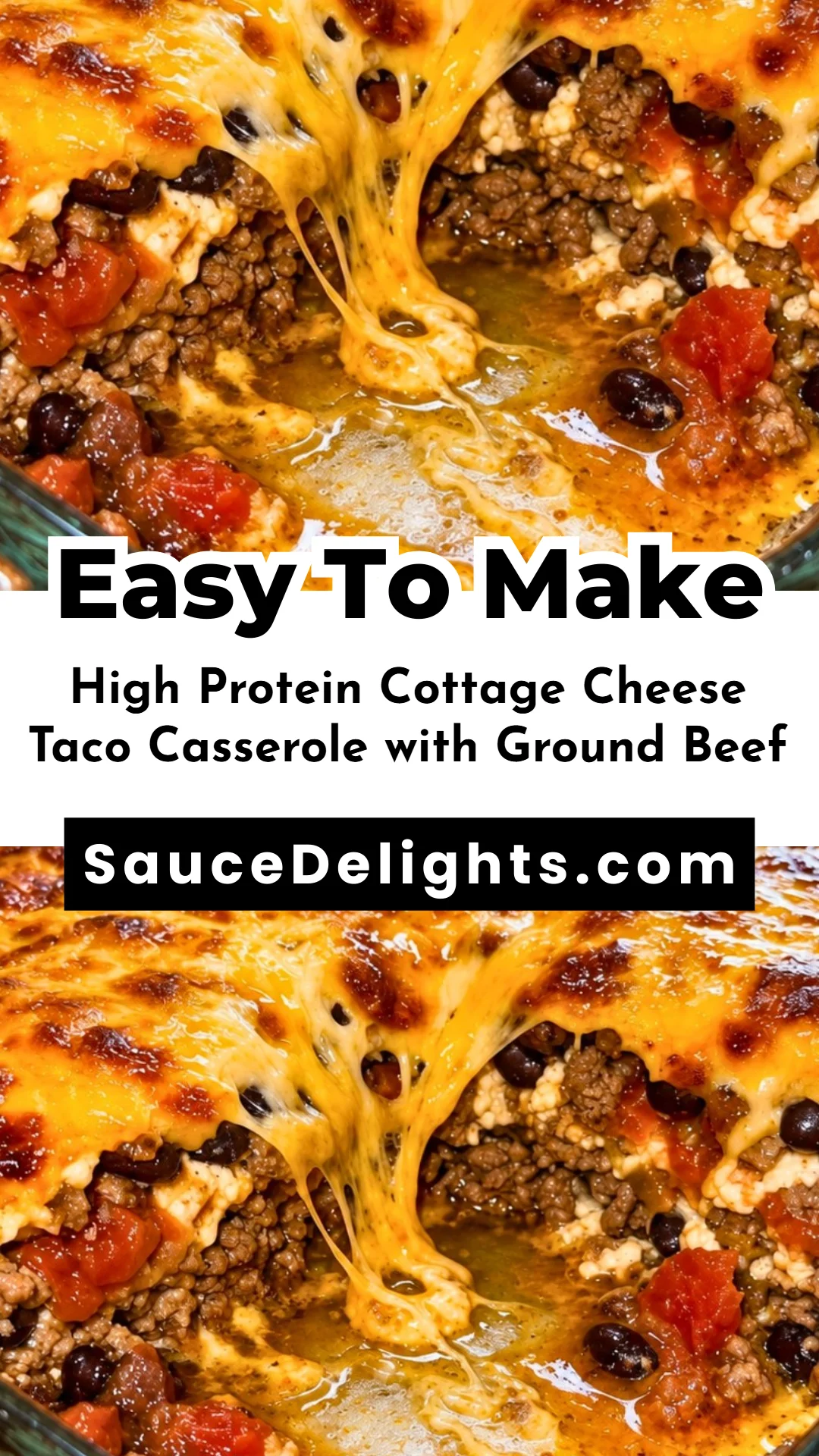 High Protein Cottage Cheese Taco Casserole with Ground Beef