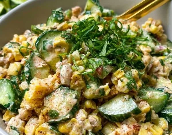 Mexican Street Corn Cucumber Salad | Easy Summer BBQ Side
