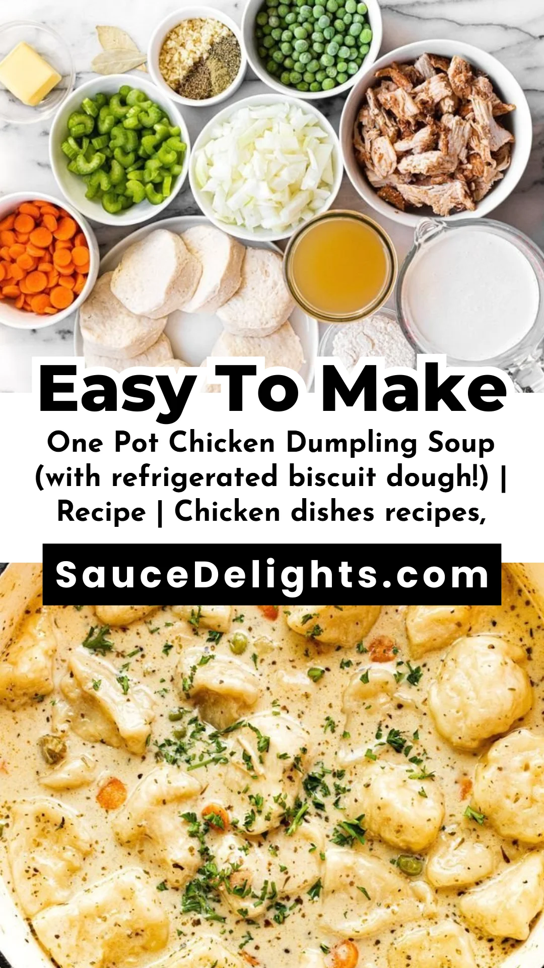 One Pot Chicken Dumpling Soup (with refrigerated biscuit dough!) | Recipe | Chicken dishes recipes,