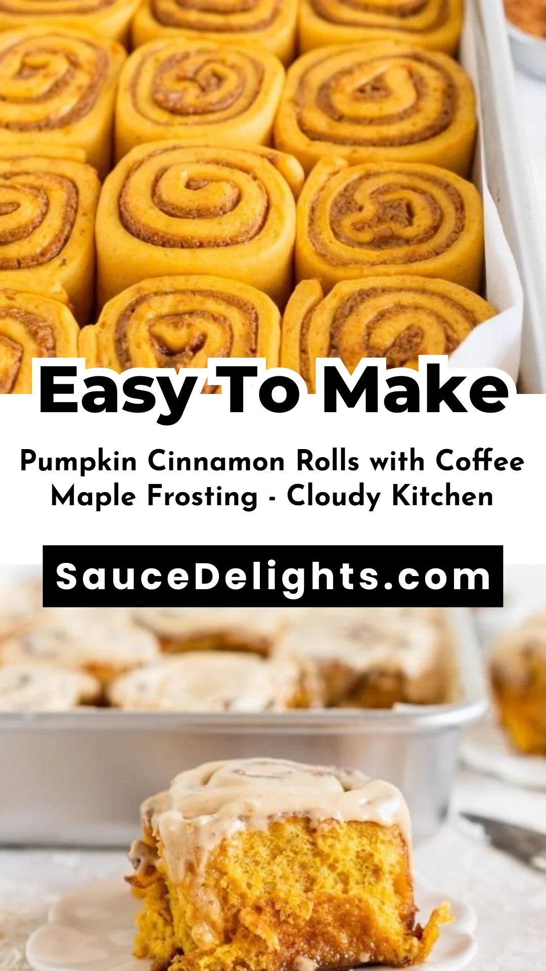 Pumpkin Cinnamon Rolls with Coffee Maple Frosting - Cloudy Kitchen