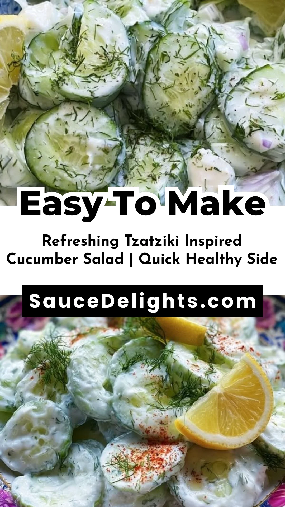 Refreshing Tzatziki Inspired Cucumber Salad | Quick Healthy Side
