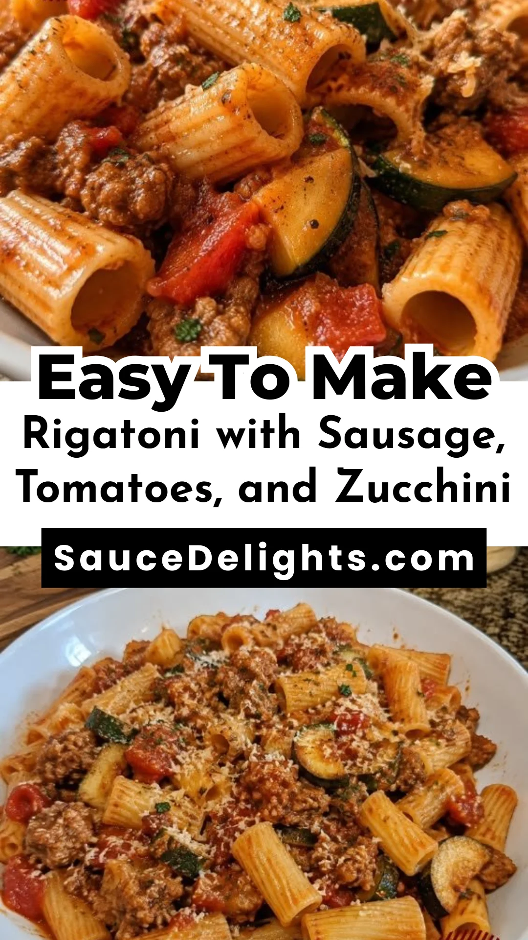 Rigatoni with Sausage, Tomatoes, and Zucchini