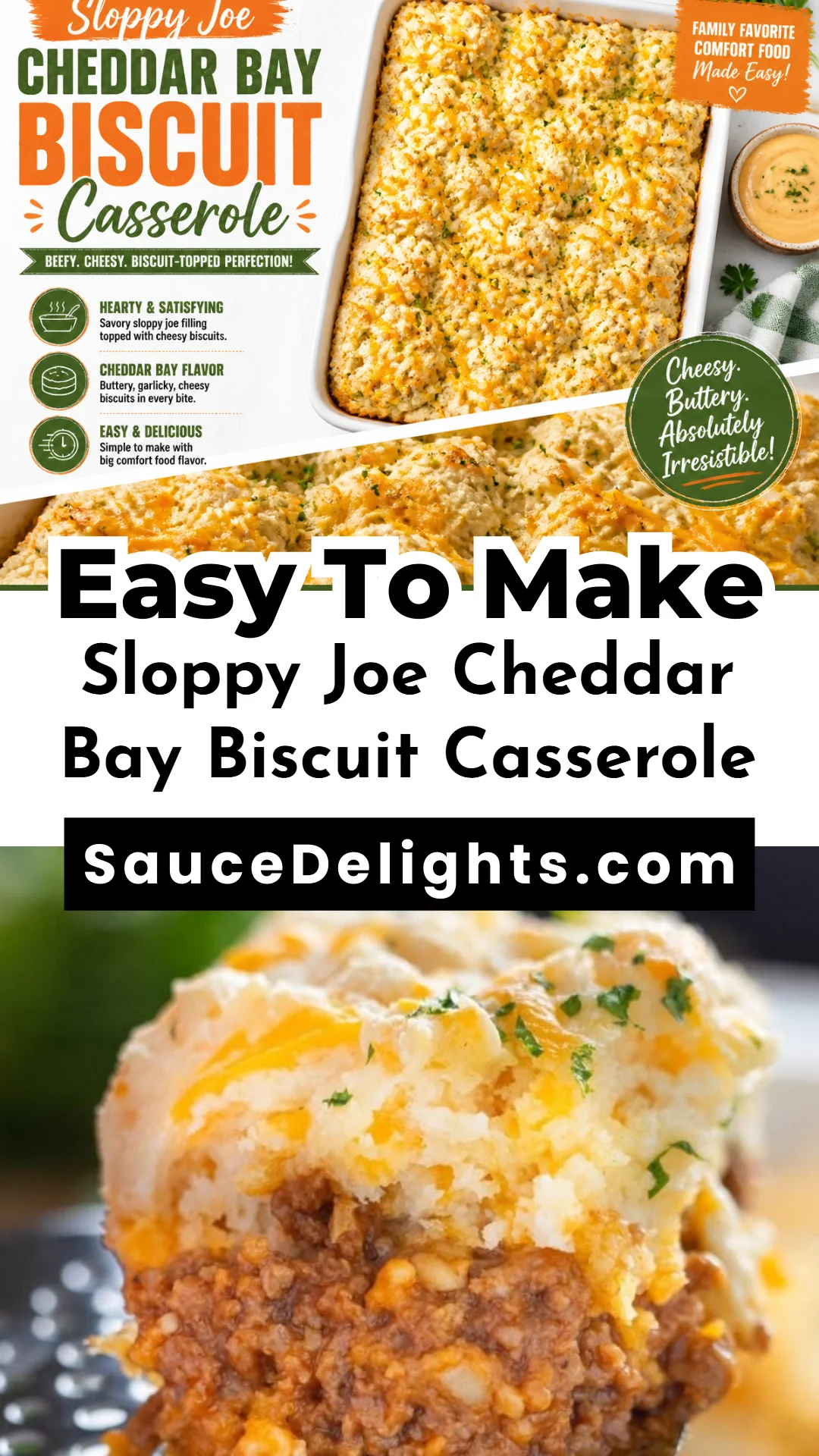 Sloppy Joe Cheddar Bay Biscuit Casserole