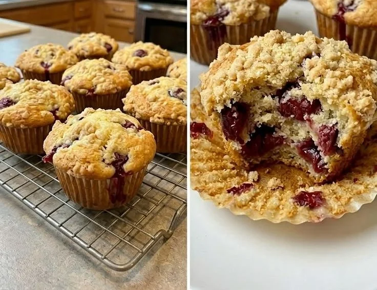 The Softest Cherry Cobbler Muffins for Breakfast or Dessert